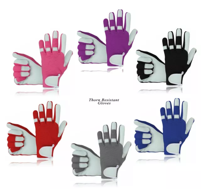 Ladies Men Leather Gardening Gloves Thorn Proof Resistant Garden work gloves