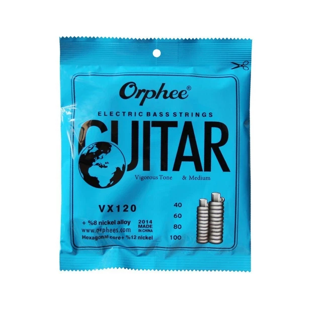 Orphee Professional Electric Bass Strings Hexagonal Carbon Steel Gauge 030 125
