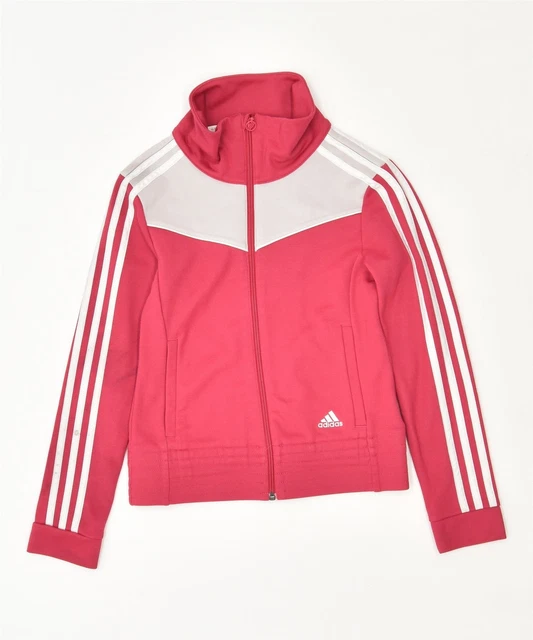 ADIDAS Girls Tracksuit Top Jacket 11-12 Years Pink Cotton DU04