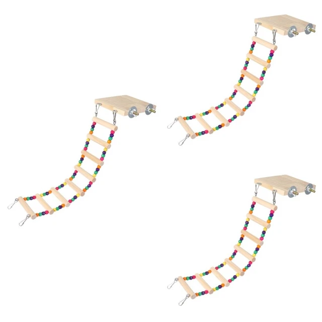 3 Pcs Schaukelspielzeug Papagei Vogel Holzspielzeug Papageienleiter