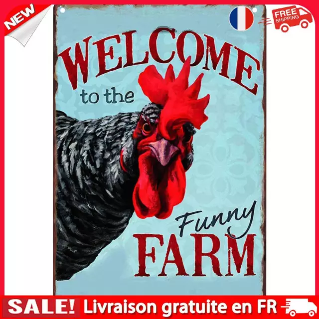 FR- Welcome to Farm Metal Retro Tin Sign Art Vintage Poster Wall Plaque for Room