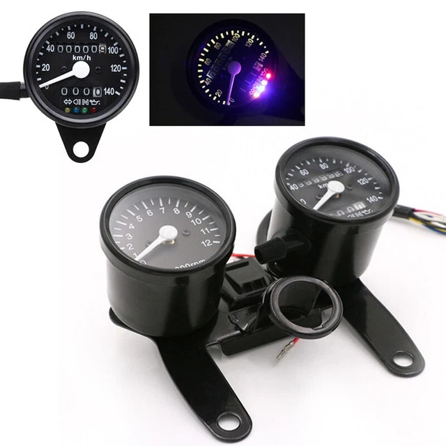 Motorcycle Bike Odometer Speedometer Tachometer Gauge Chopper Bobber Cafe Racer