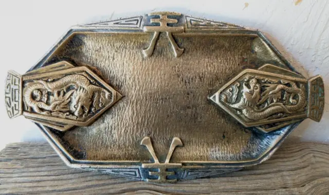PRETTY FRENCH ANTIQUE BRONZE SMALL TRAY EARLY XX th. C. FAR EAST INSPIRATION