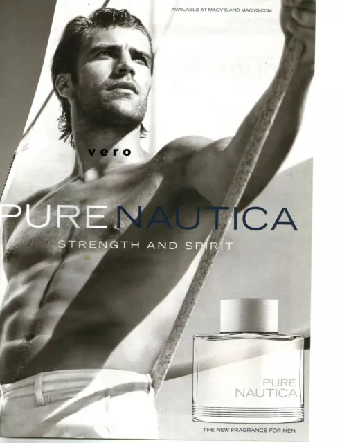 PURE NAUTICA print ad 2010 Men’s Fragrance Cologne vtg paper SEXY GUY monochrome