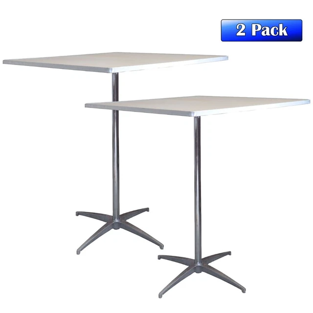 2 Square 36 in Wood Cocktail Table Adjustable Bar Pub Cafe Bistro Event Table