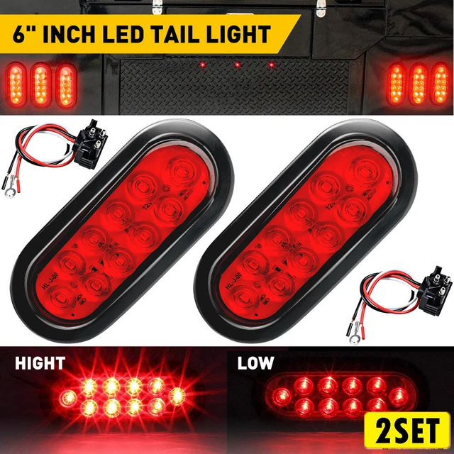 4x 6" Oval Trailer Lights 10 LED Stop Turn Tail Truck Rear Brake Light Universal