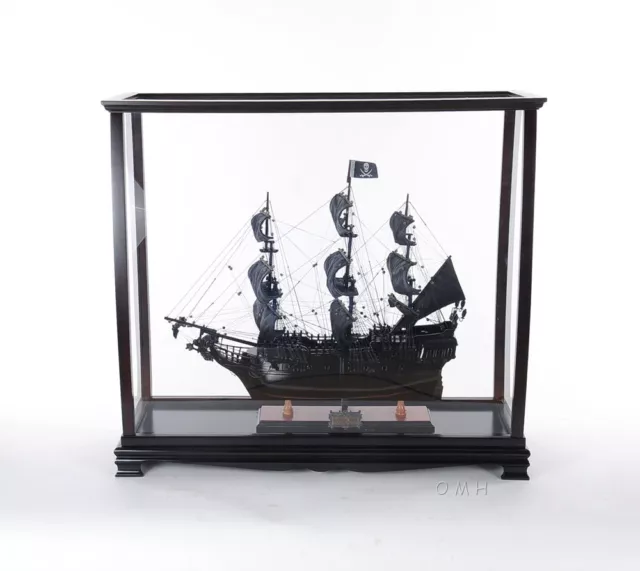 LARGE TALL SHIP Model Display Case Table Top Wood & Plexiglass