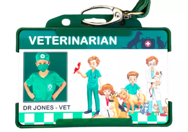 Vet / Veterinarian Roleplay ID Card Children personalised photo novelty toy