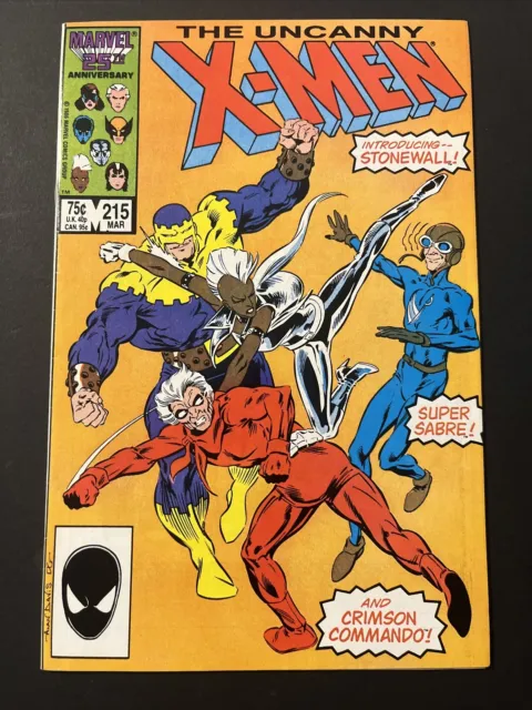 Uncanny X-Men #215 VFNM 1987 Marvel Comics 1st Stonewall, Super Sabre & Commando