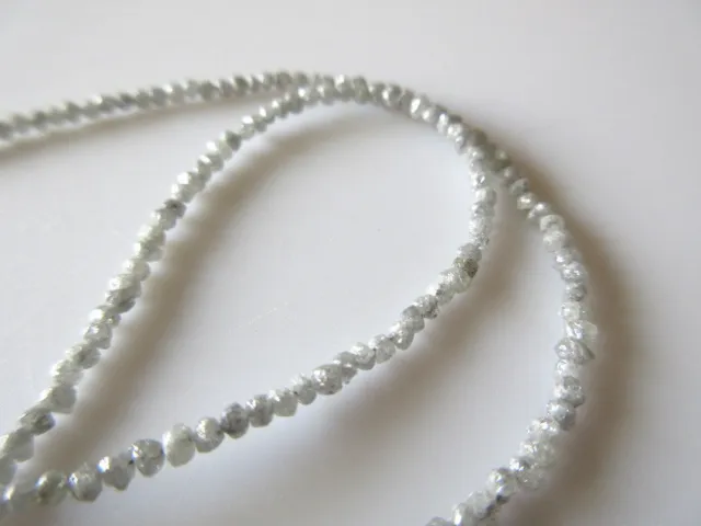 4" Raw Uncut Round Beads White Grey River Rohdiamant 2mm-2.5 SKU-DDS117