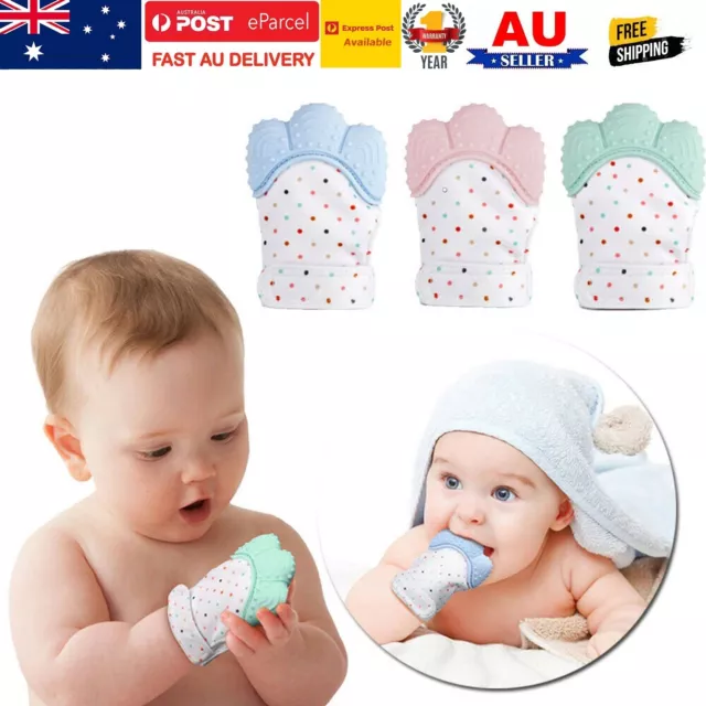 Silicone Baby Teether Teething Mitt Mitten Glove Safe BPA Free Chew Dummy Toy