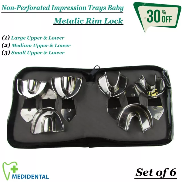 Set Of 6 Metallic Impression Trays Non-Perforated For Child CE