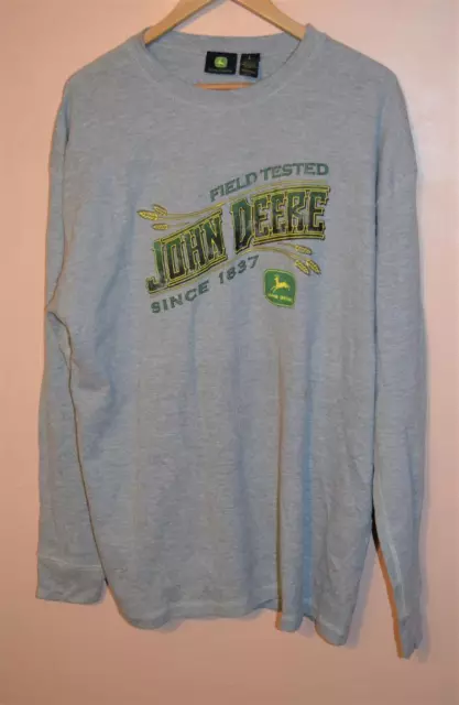 John Deere Field Tested Since 1837 Long Sleeve Pull Over Gray Shirt 2 to 3 XL