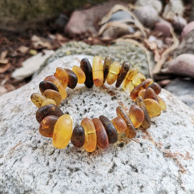 Bracelet en ambre de perles baltes brutes pierres naturelles en forme de...