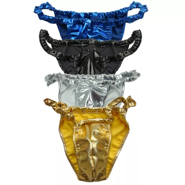MEN LATEX RUBBER Underwear Sexy Panties Bulge Boxer Briefs