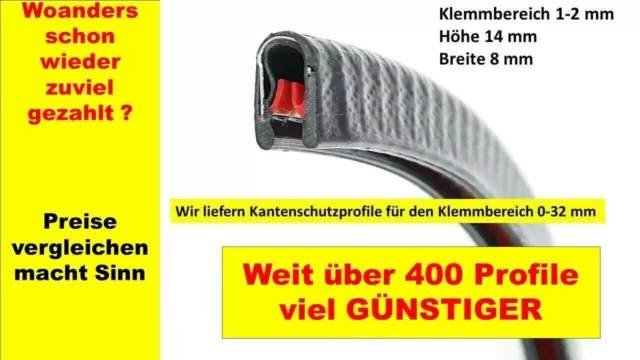 SMI KS0-1G Kantenschutz Keder Profil Gummi Kantenschutzprofil Blech Band  Klemm