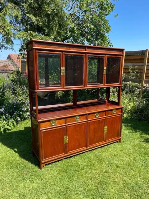 Large Antique Reproduction Mahogany Display  Cabinet Sideboard Oriental Dresser