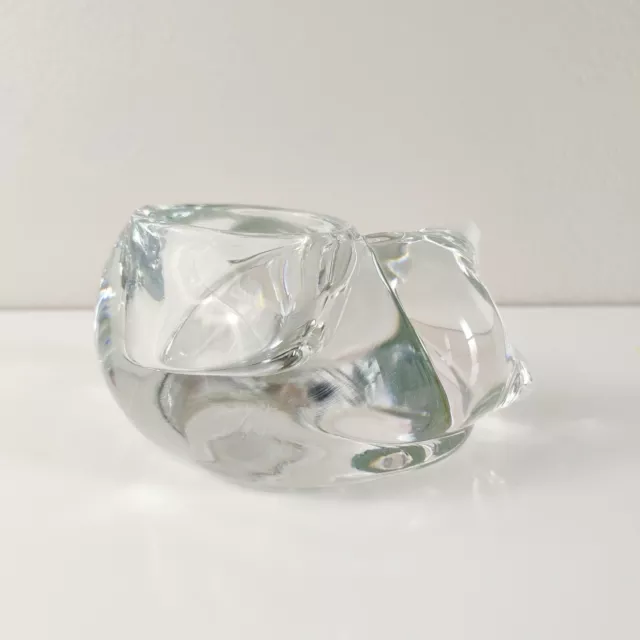 Vintage Indiana Glass Votive Candle Holder Crystal Cute Sleeping Cat Paperweight 3