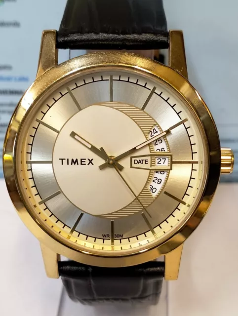 Timex Quartz Cream Dial Tw00Zr029-A2 Men's Full Working Condition Vintage Watch