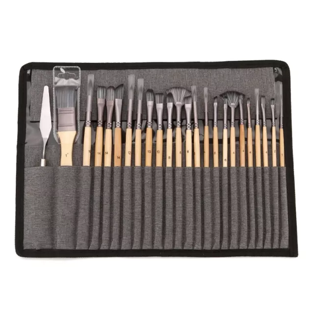 Set of 24 Professional Paint Brushes with Scraper Brush Storage Bag for Beginner