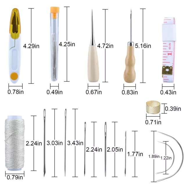 Leather Waxed Thread Stitching Needles Awl Hand Tools Kit for DIY Sewing Craft.