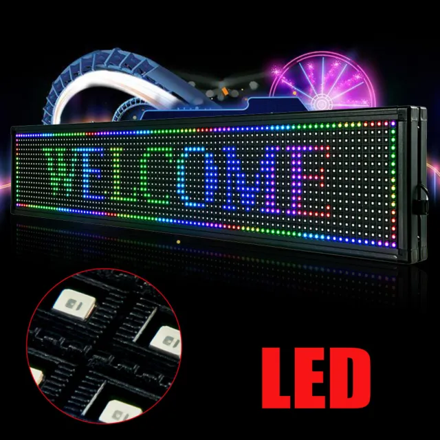 LED Sign 40"X8" Scrolling Message Display Board RGB 7-Color Programmable Board 3