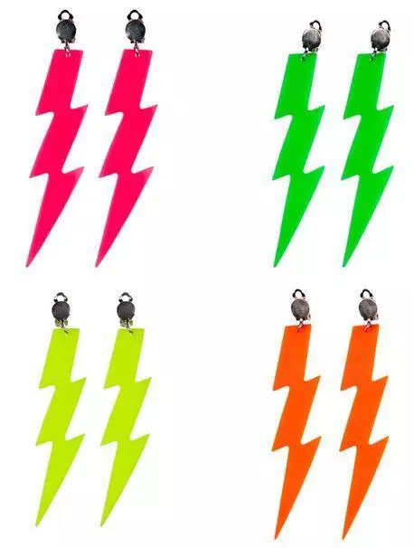 Adult Women's 1980's Lightning Bolt Party Earrings Fancy Dress Costume Accessory