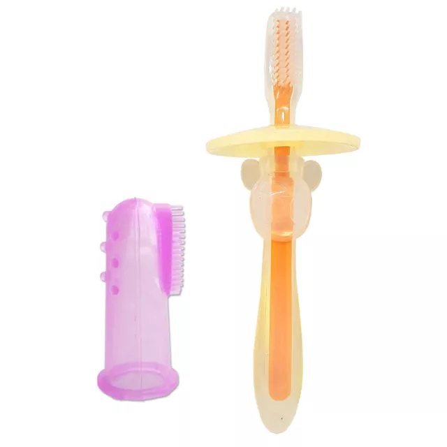 Baby Finger Brush & First Silicone Toothbrush ~ Set for Toddler Teething Relief