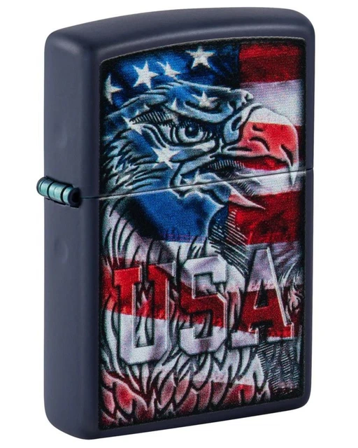 Accendino Antivento Zippo 48189 Usa Americana Uomo Metal Blu