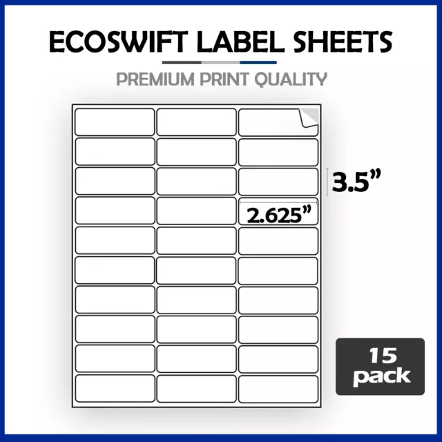 (450) 1 x 2 5/8 "EcoSwift" Laser Address Shipping Adhesive Labels 30 per sheet