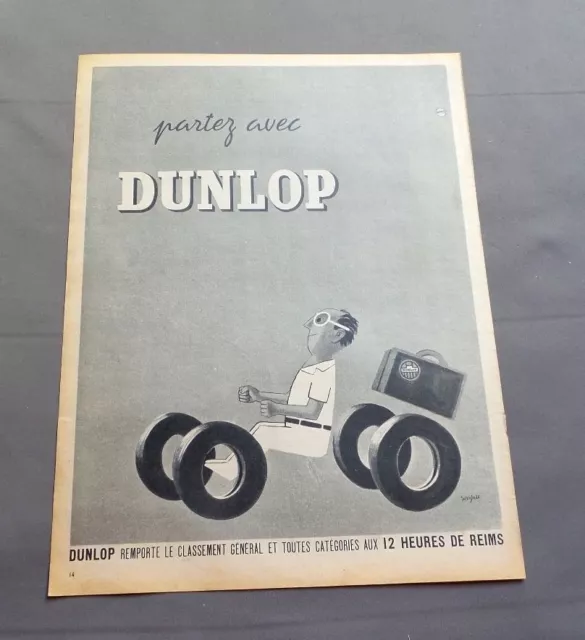 Pub Publicite Ancienne Advert Clipping 070717 / Pneu Dunlop Partez Avec Dunlop