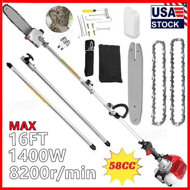 58CC GAS POWERED Pole Saw Chainsaw Tree Trimmer Extension Hedge Trimmer