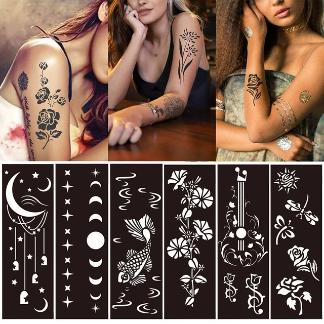 India Henna Plantilla Mano Arte Corporal Tatuaje Reutilizable Accesorio Temporal ❤