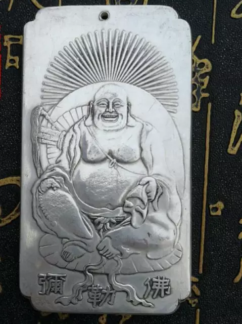 Tibet Silver Fengshui Bodhisat amulet  Waist tag  statue   token thanka  thanka