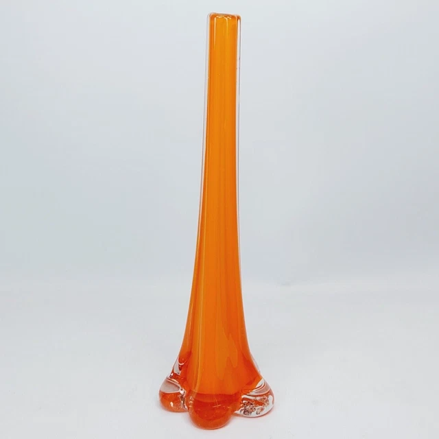 Murano Glass Bud Vase Orange Elephant Foot Hand Blown Flower Display Ornament
