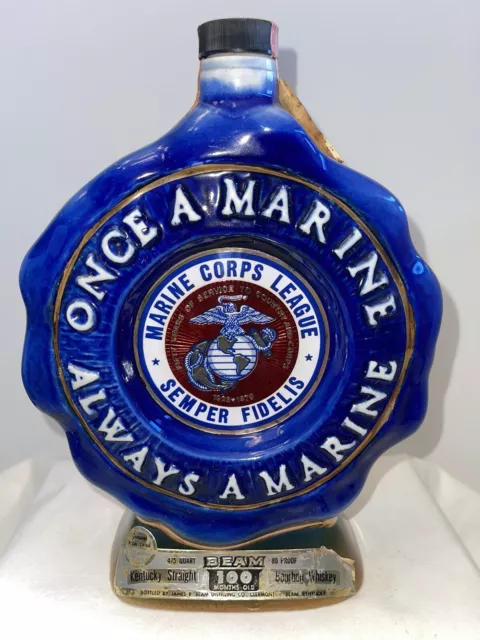 1975 Jim Beam Once A Marine Always A Marine Commemorative Bottle Semper Fidelis