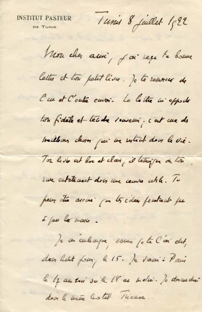 BACTERIOLOGIST Charles Nicolle NOBEL PRIZE 1928 autograph letter signed