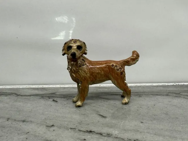 Jay Strongwater Enamel Labrador Retriever Dog Figurine w/ Swarovski Crystals