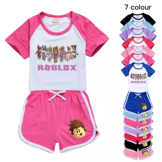 New Boys Girls Shorts T-shirt Set Roblox PJ'S Loungewear Tracksuit Kids Gift