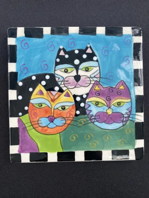 Ceramic Tile Trivet Cats Hand Painted by Milson and Louis Vintage" 6 x 6"