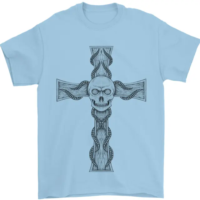 T-shirt da uomo A Gothic Skull and Tentacles on a Cross 100% cotone 8