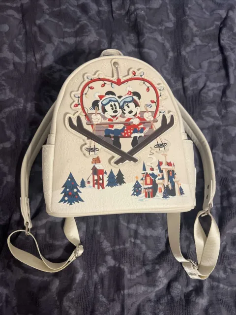Disney Parks Loungefly Christmas Holiday Mickey Minnie Mouse Ski Backpack 2021