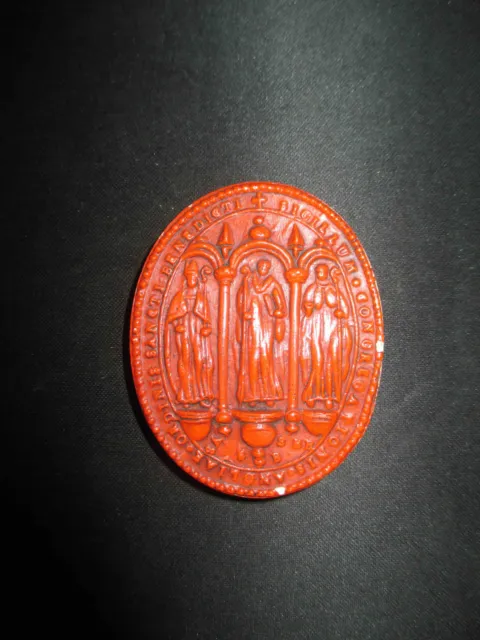 reproduction matrice de sceau médiéval en plâtre peint congrégation bénédictin