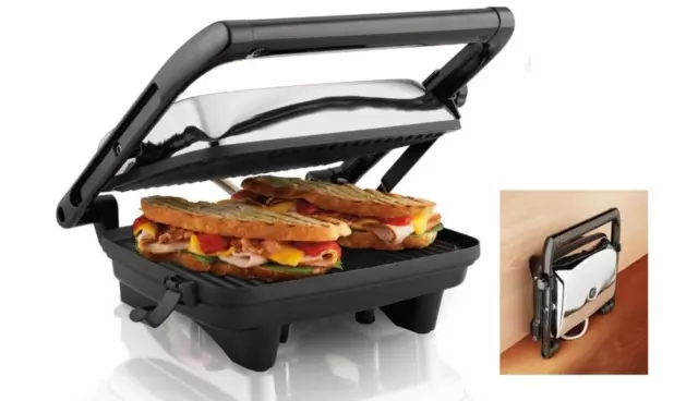 Panini Press Gourmet Sandwich Maker Hamilton Beach 25460A Nonstick Preheat, USED