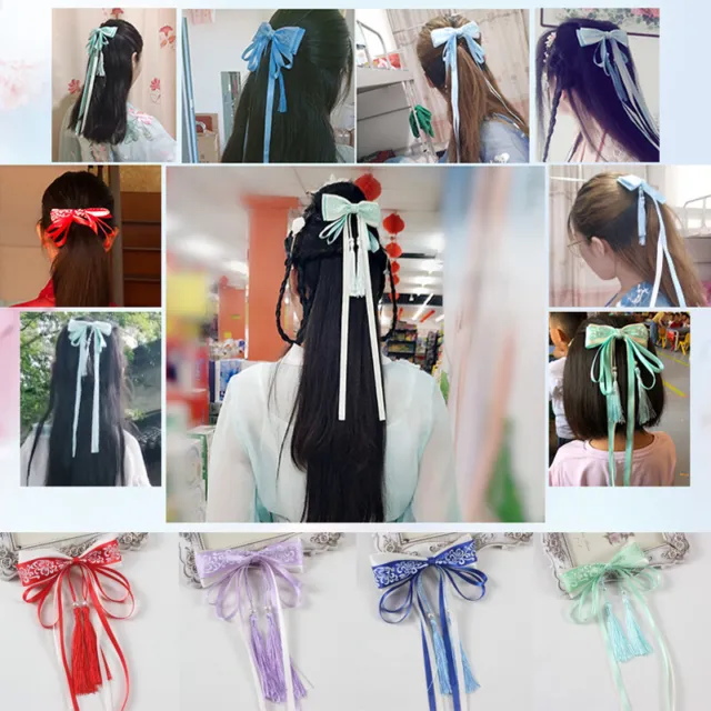 Chinese Bow Hair Pins Ribbons Tassel Headdress Hair Clip Hanfu Hair Accessories
