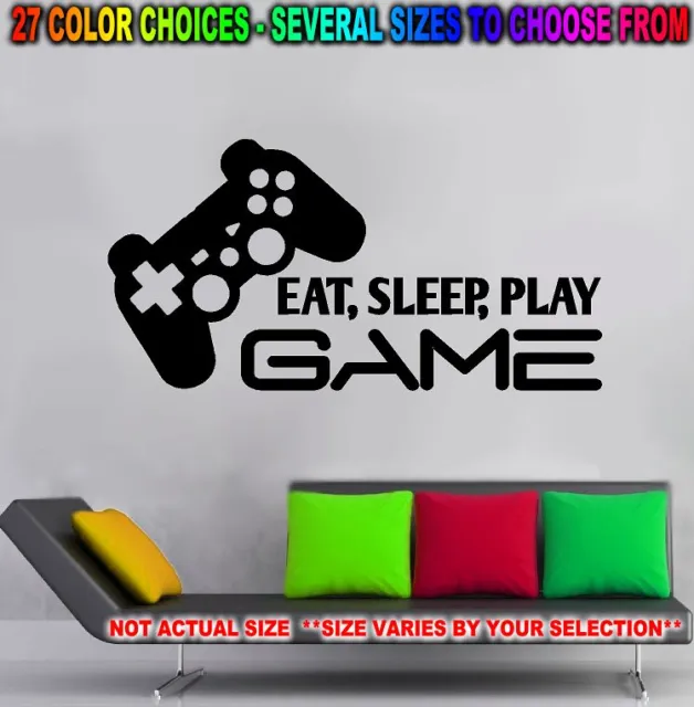 Eat Sleep Play Game Vinyl Wall Decal Lettering Sticker Gamer Game Room Decor Ps4