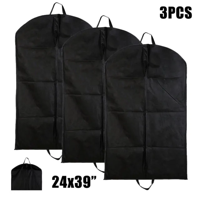 3Pcs Zip Up Hanging Suit Dress Coat Garment Bag Clothes Cover DustProof Storage