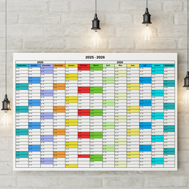 2025-2026 MID-YEAR CALENDAR Academic/Annual Wall Planner Uni Chart A3