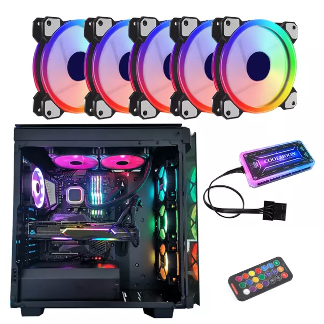 1-7x Gehäuse Lüfter+Controller Für COOLMOON LED 120mm RGB Case Fan Set