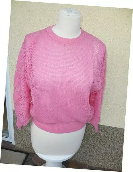 DDR Damen Strickpullover Pullover Rosa langarm Gr. ca. 38  Vintage